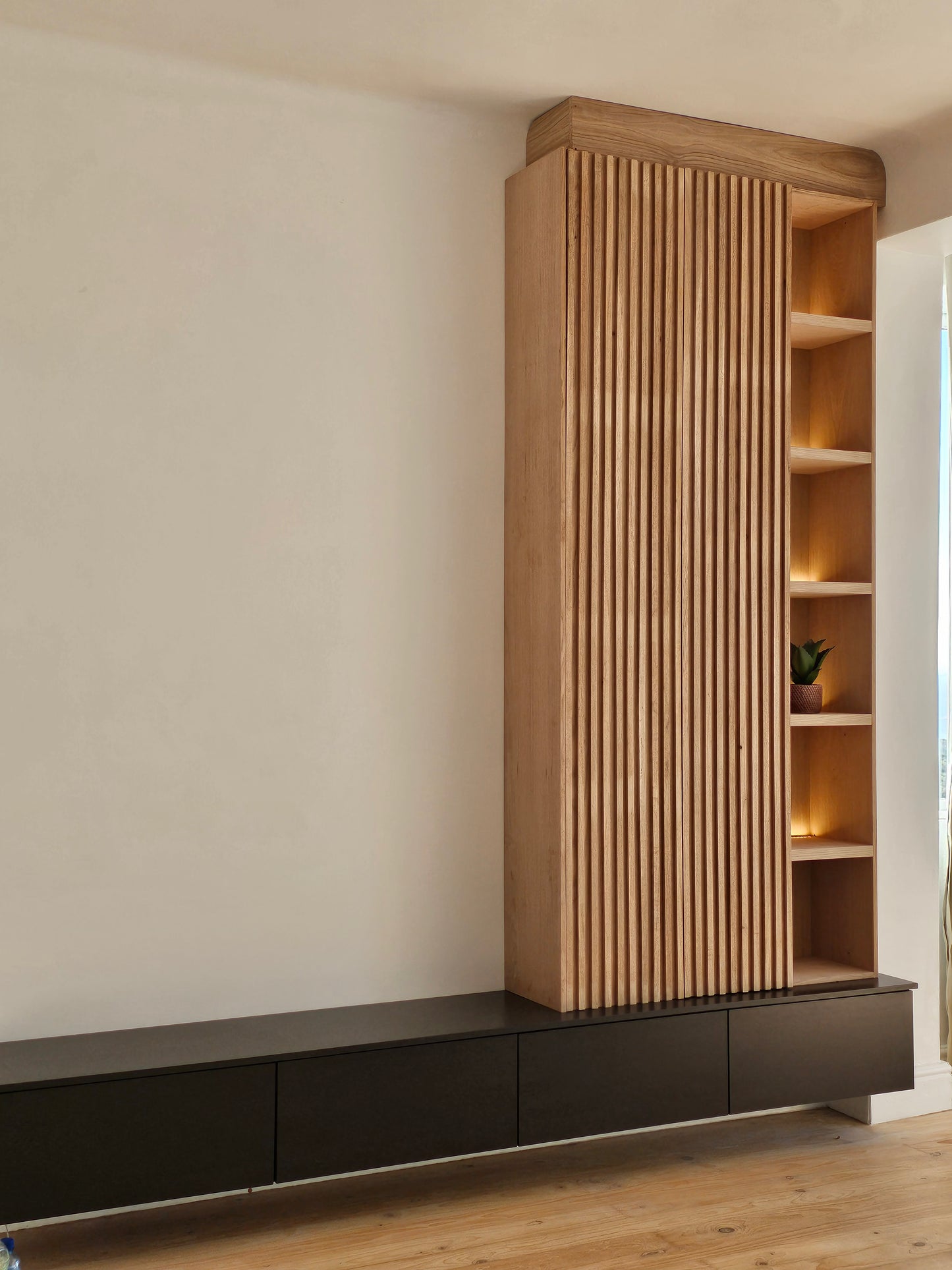 Perry Tv Unit with slatted wall cupboard