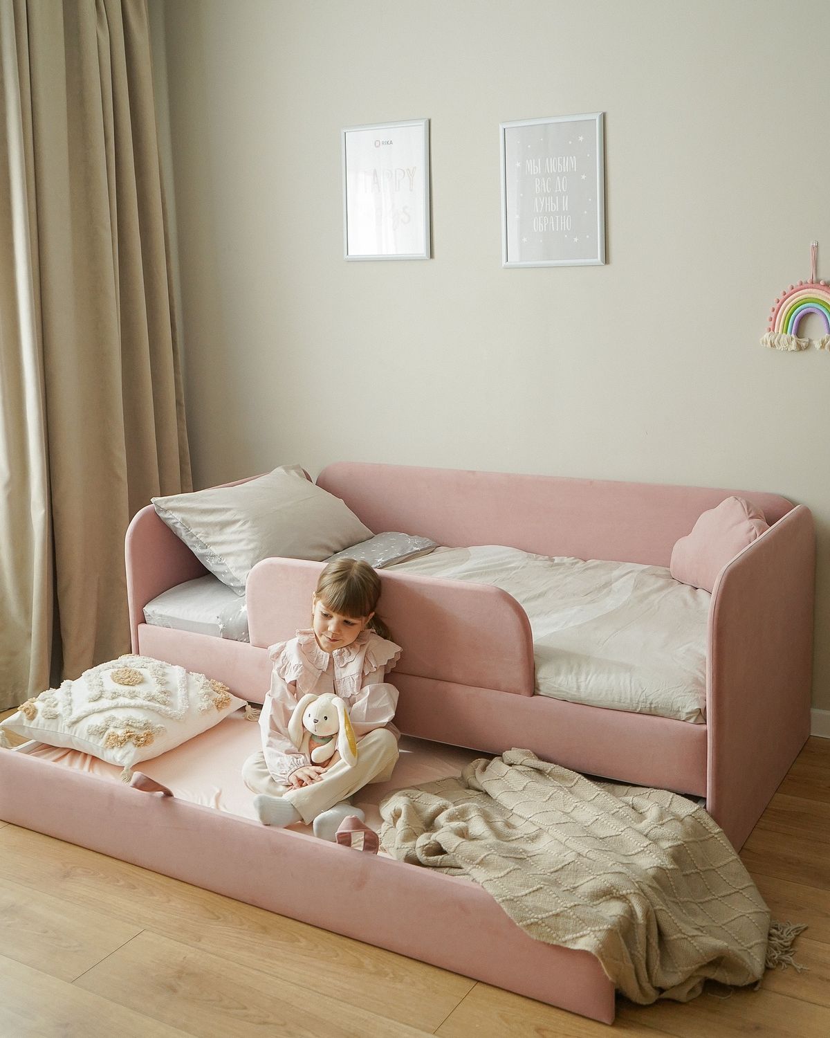 Kids Deluxe Headboard & Bedbase Unit (Extra Slider Draw for sleepovers)