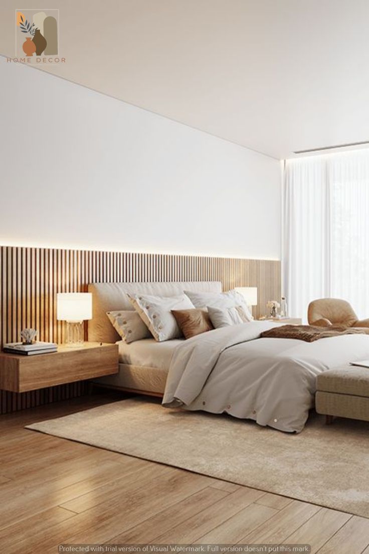 Vine & Co Slatted Headboard Unit & build in Bedside Tables